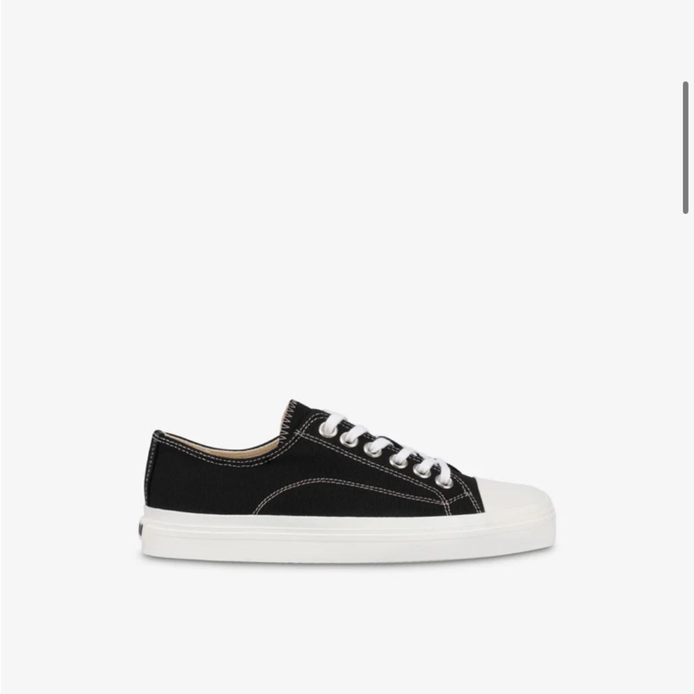 Moschino Black and White Low-Top Canvas Sneakers - Picture 2 of 7